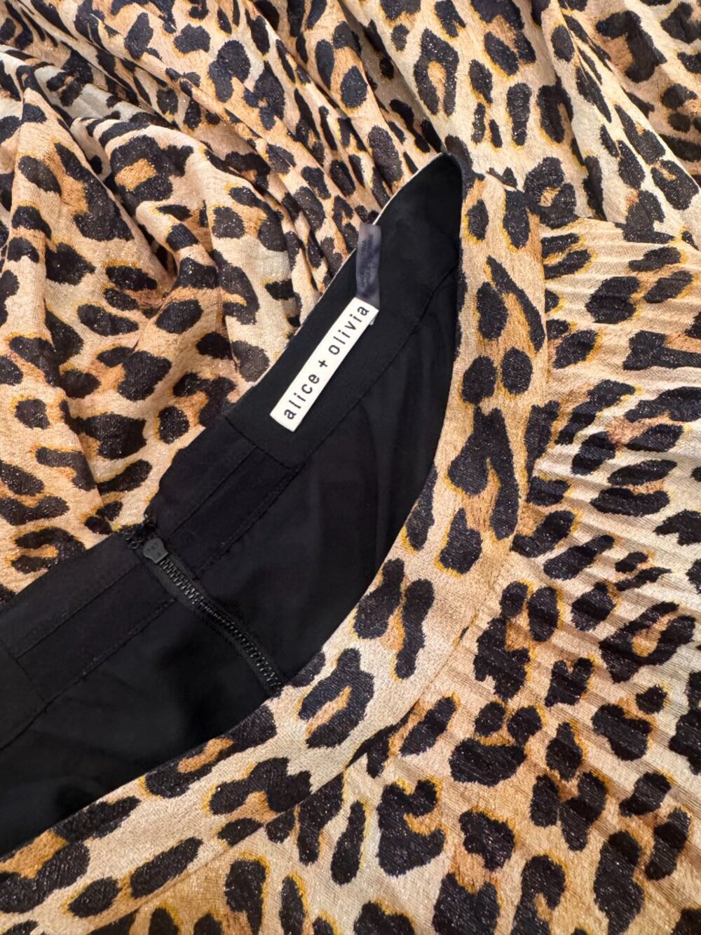 Alice and Olivia Katz Metallic Leopard Print Pleated Maxi Skirt - Picture 3 of 5